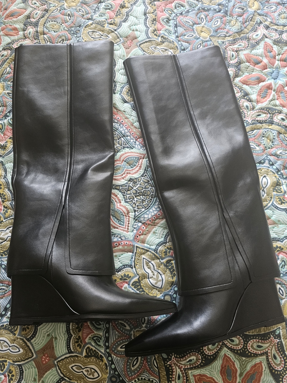 SHEIN Tall Wedge Over-the-Knee Boots in Dark Brown